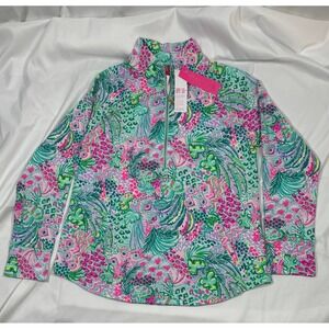Lilly Pulitzer Skipper Popover Women Large Multi Banana Split NWT UPF 50+ Zip